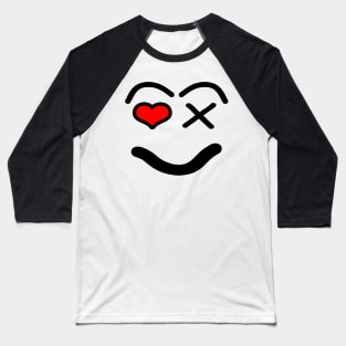 Funny love face - heart - red and black. Baseball T-Shirt